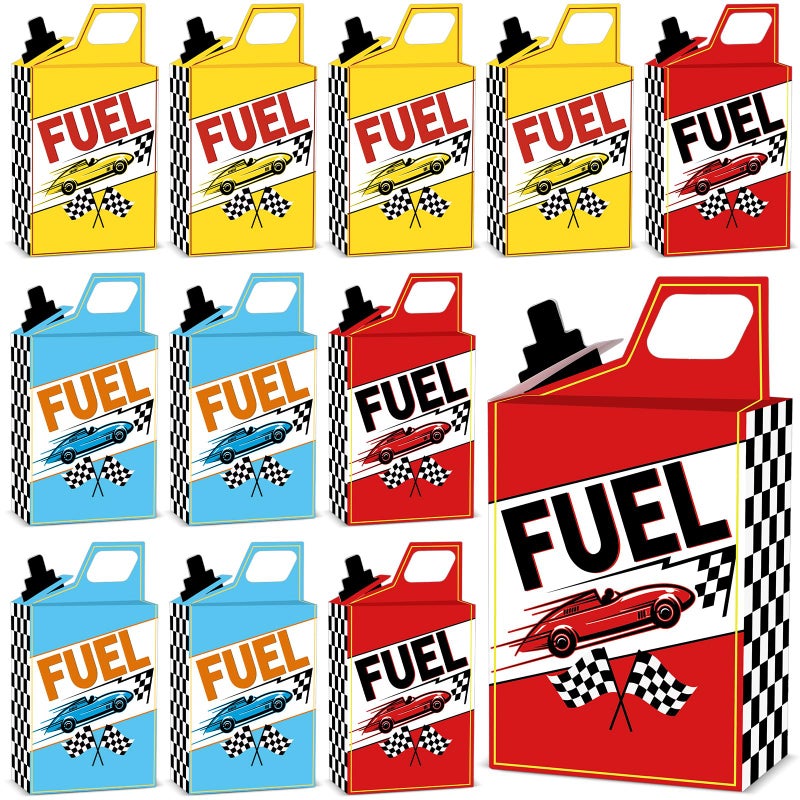 ojustbeok 24PCS Race Car Fuel Can Treat Boxes Racing Birthday Party Supplies Black And White Checkered Flag Party Boxes Colorful Racing Popcorn Candy Cookie Container for Wedding Baby Shower Party Favor Decor - Image 2