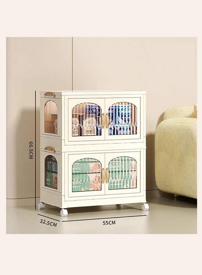 Generic Portable Children's Wardrobe Foldable Combination Wardrobe, Baby and Children's Clothing Toy Storage Cabinet Transparent Snack Storage Box (2 Low)  - Image 1