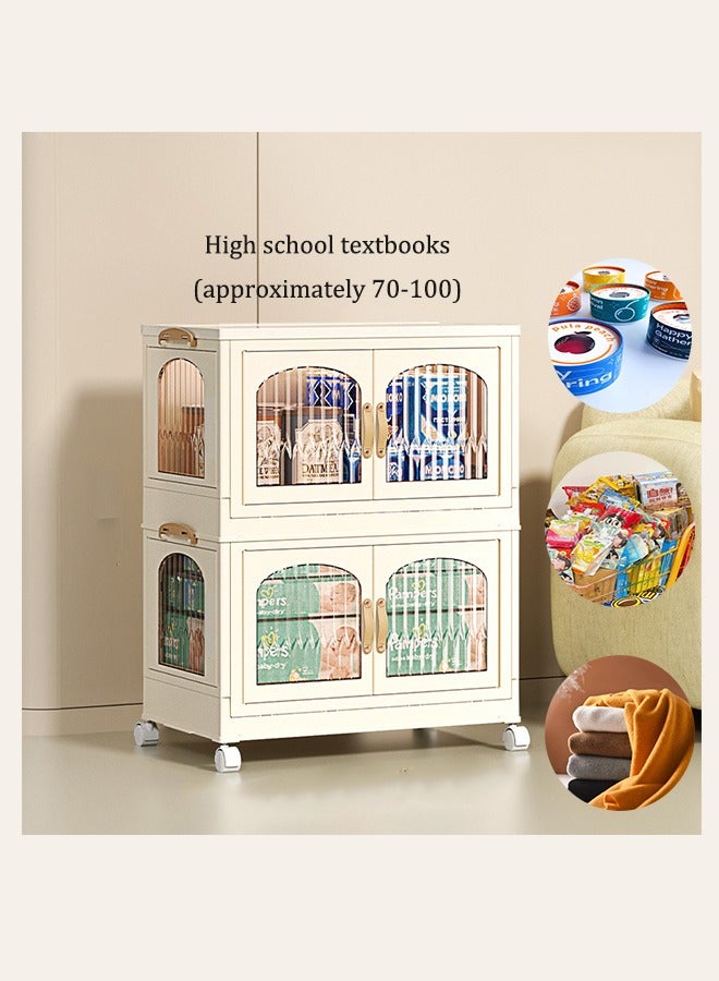 Generic Portable Children's Wardrobe Foldable Combination Wardrobe, Baby and Children's Clothing Toy Storage Cabinet Transparent Snack Storage Box (2 Low)  - Image 3