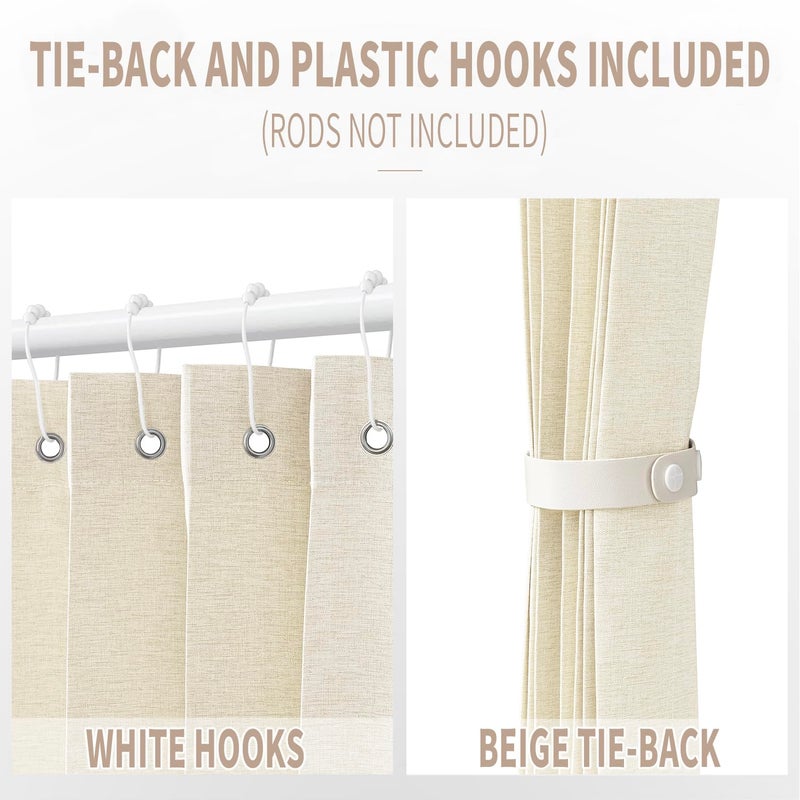 Vatge الستائر خزانة Vatge لستائر باب غرفة النوم للباب للبور للخصوصية المداخل 1 لوحة مع Tieback W52 x L78 زبدة - Image 3