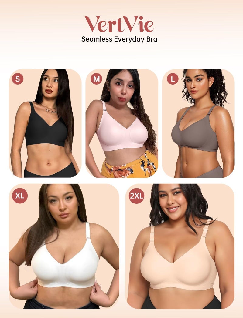 Vertvie Womens Wireless Jelly Bras No Underwire Push Up Seamless Bra Supportive Full Coverage Bralette Regular and Plus Size(Black,Small) - Image 5