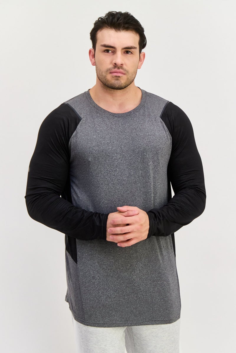 RBX Men Sportswear Fit Long Sleeve Training T-Shirt, Grey  - Image 1