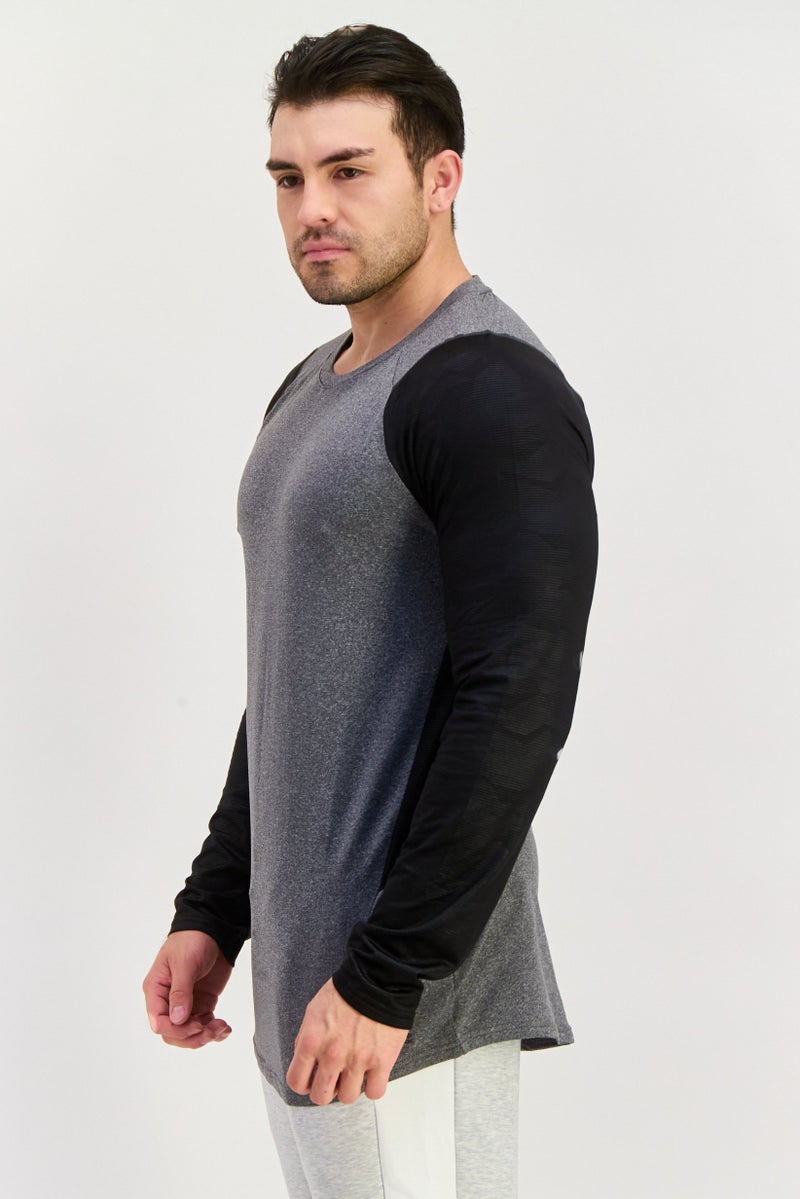 RBX تي شيرت تدريب طويل الأكمام للرجال، رياضي، رمادي - Image 2