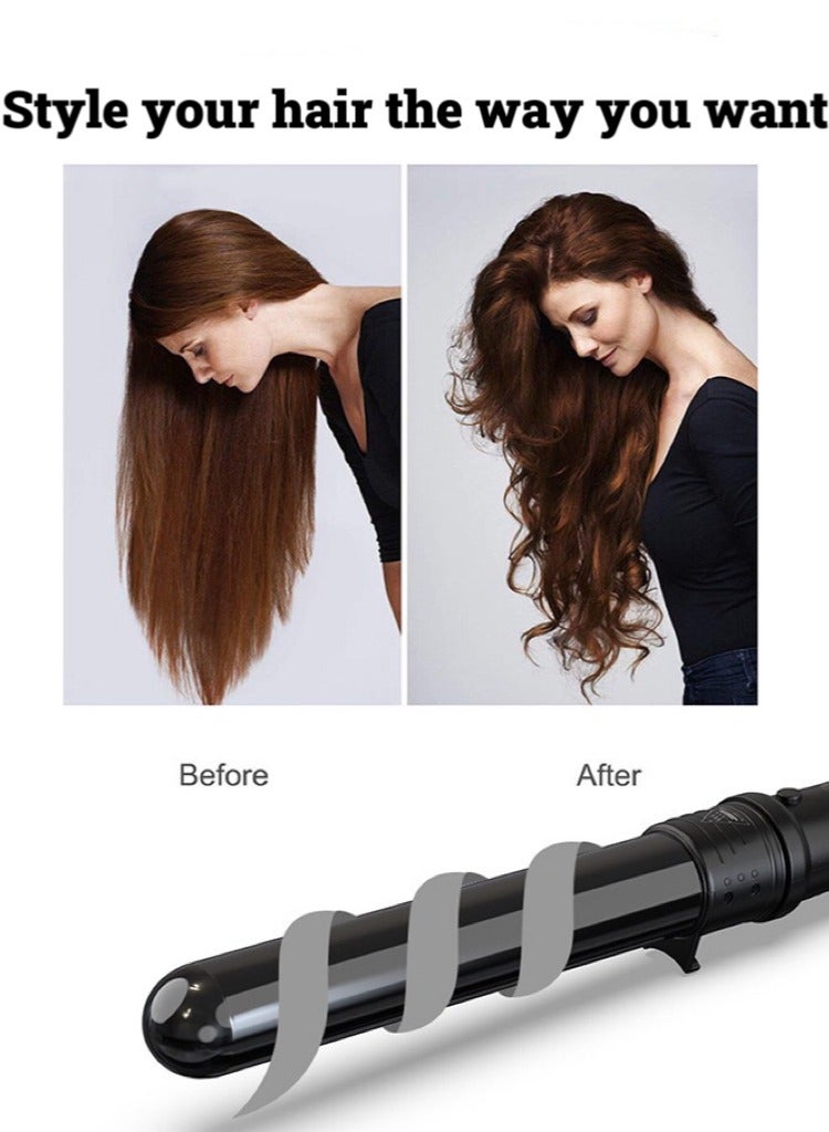 6-in-1 Curling Iron Set with Adjustable Temperature Ceramic Barrel and Insulated Glove Black - Image 3