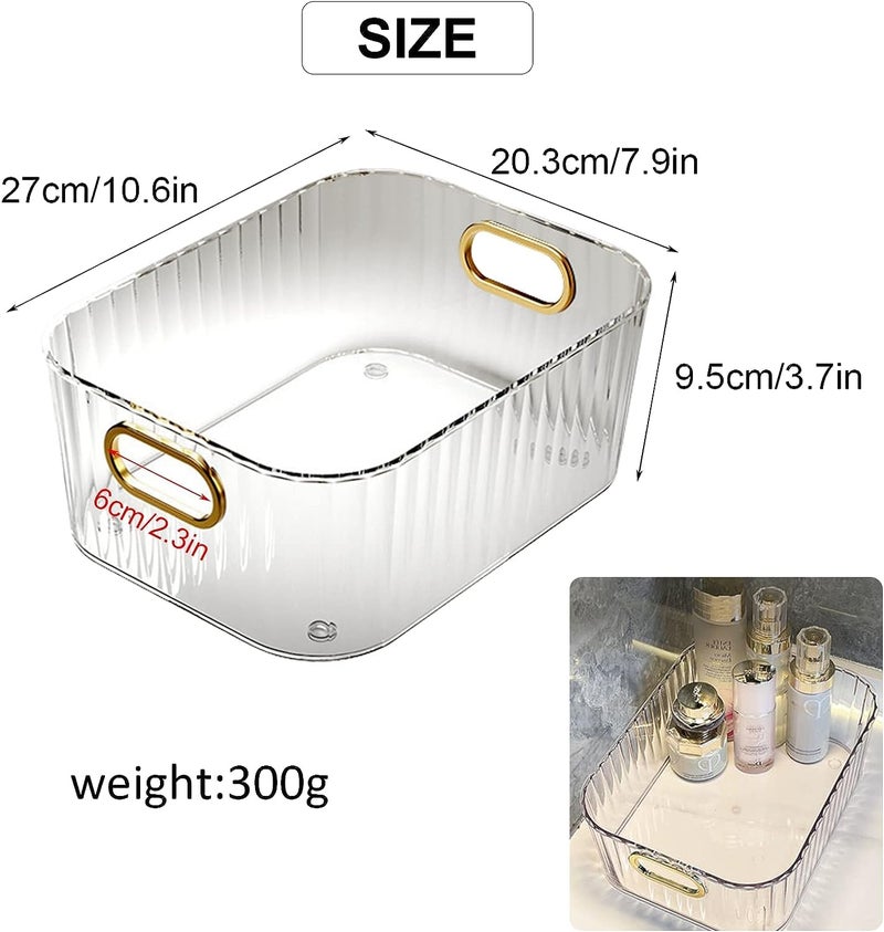 NISHIV Acrylic Desktop Storage Box with Handle Transparent Cosmetics Storage Organizer for Home Bathroom Underwear Bathroom Organizer Tray for Home Kitchen Stackable Storage Box (Transparent) - Image 3