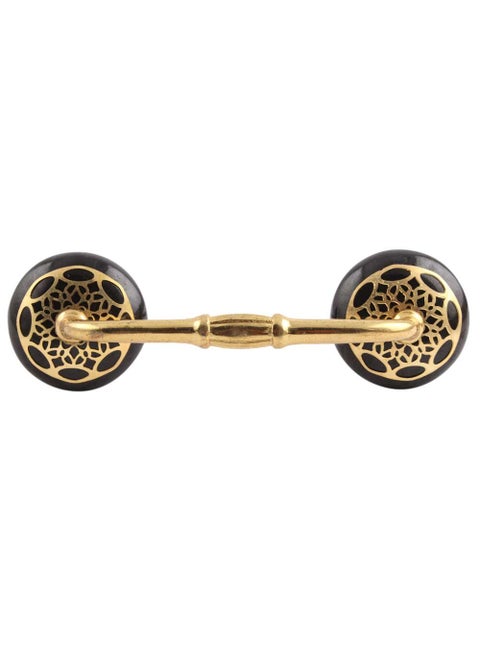 IndianShelf 1 Pack Black Unique Drawer Handles Decorative Cabinet Pulls Gold Hardware 6 Hole to Hole Exclusive