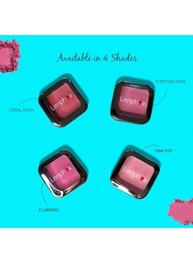 Lenphor Cheekylicious Blush For Face Makeup Smudge Proof Matte Finish Long Lasting Blusher For Face Makeup ; Professional Makeup ; Highlighter For Face Makeup ; Daily Makeup ; Coral Rush 03 - Image 4