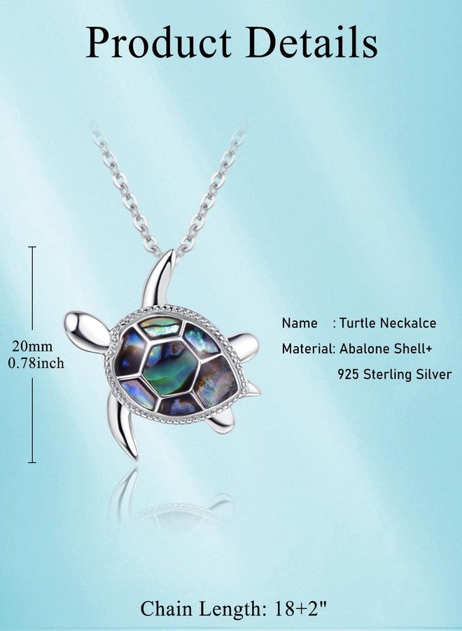 PRAYMOS Sea Turtle Necklace for Women Sterling Silver Abalone Shell Ocean Hawaiian Beach Necklace Sea Turtle Gifts - Image 5