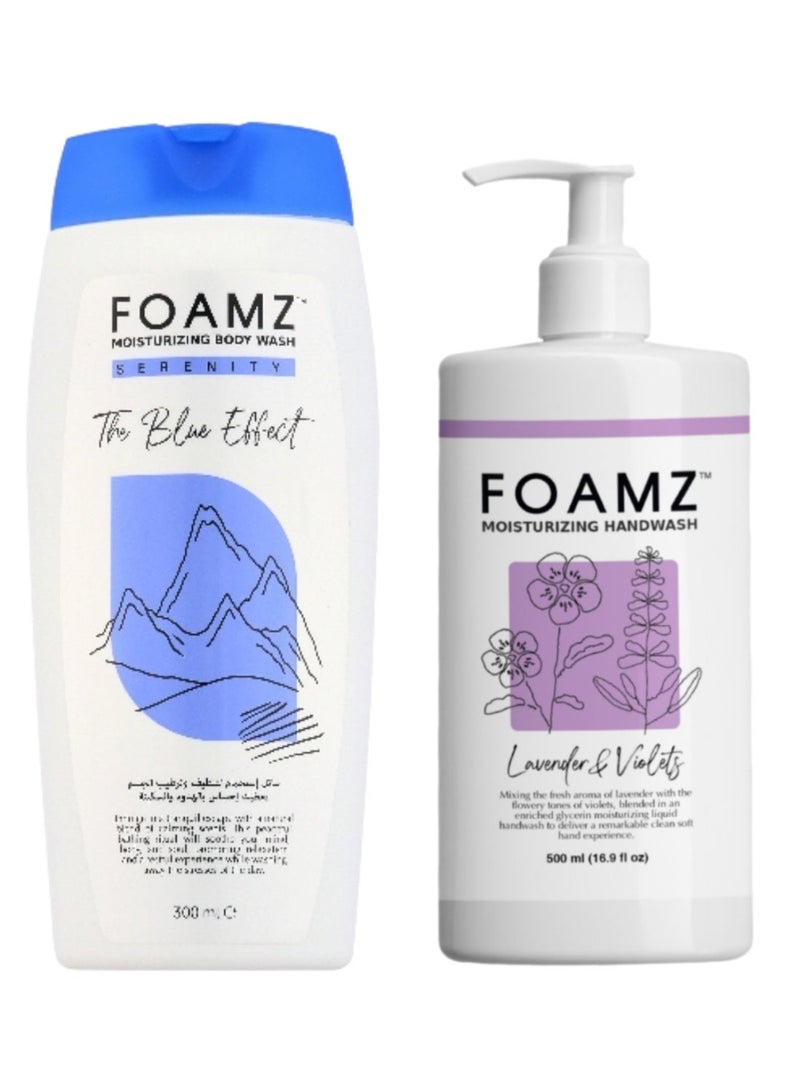 FOAMZ Set of Hand Wash Lavender and Violets 500ml and Body Wash Serenity 300ml - Image 1
