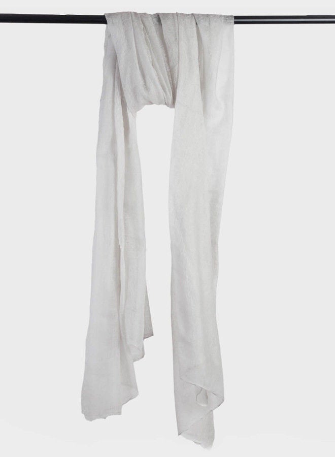 BAJRA 100% Premium Handmade Cashmere Shawl in Light Silver, Traditionally Woven All-in-One Shawl, Wrap & Scarf  - Image 4