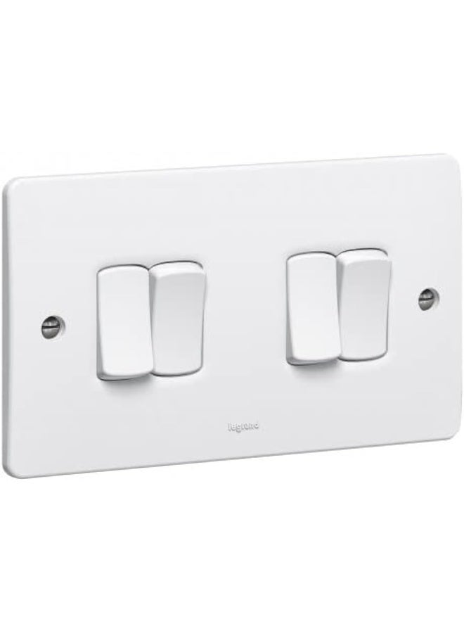 Legrand مفتاح ليجراند 730004 أحادي القطب سينيرجي - 4 مجموعة - 2 اتجاه - 10 أمبير - 250 فولت - أبيض