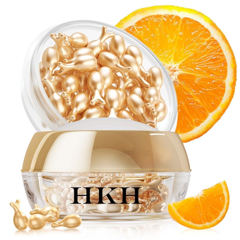 HKH Vitamin C Super Serum for Face - Anti Aging Skincare Vitamin E Facial Serum Capsules with Niacinamide - Vit C Serum Oil for Women - Moisturise & Even Skin Tone - Travel Friendly (38 Capsules) - Image 1