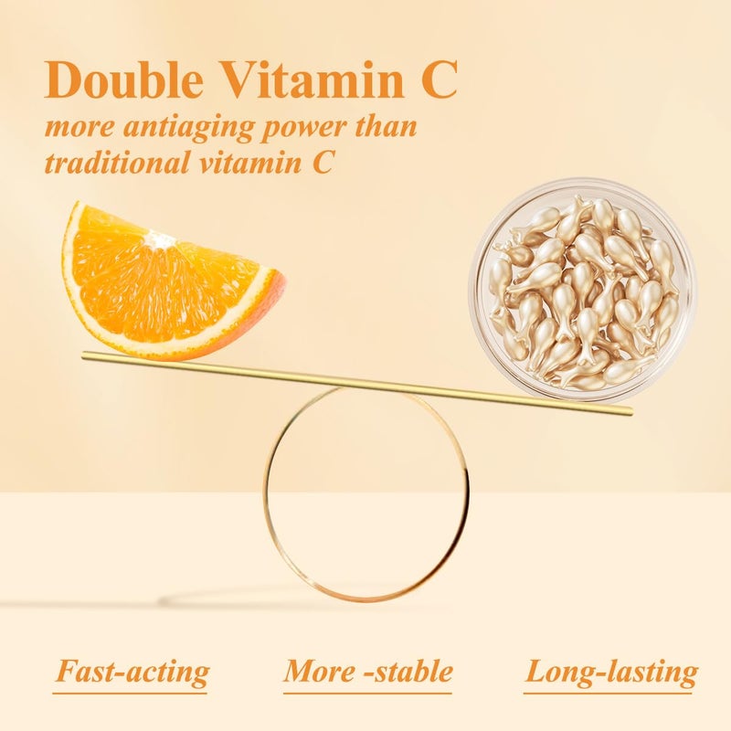 HKH Vitamin C Super Serum for Face - Anti Aging Skincare Vitamin E Facial Serum Capsules with Niacinamide - Vit C Serum Oil for Women - Moisturise & Even Skin Tone - Travel Friendly (38 Capsules) - Image 4