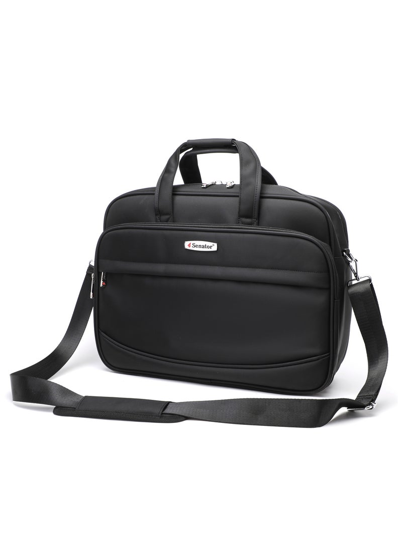 SENATOR Nylon Laptop Carrying Case 17 Inch Lightweight Adjustable Shoulder Straps Business College School Students KH8046 Black  - Image 1