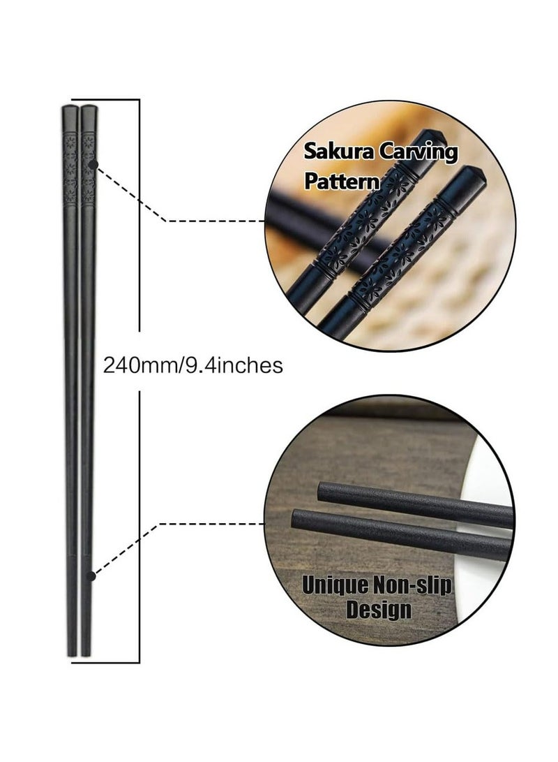 CMGTYYD Reusable Chopsticks,10 Pairs Non-Slip Chopsticks 24CM Chopsticks Dishwasher Safe Lightweight Beginners Chopsticks Multi-purpose Food Cooking Chopsticks for Party Family Hotel Restaurant-Black  - Image 5