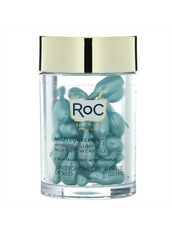RoC Multi Correxion, Hydrate + Plump, Night Serum Capsules, Fragrance-Free, 30 Biodegradable Capsules, RoC - Image 1