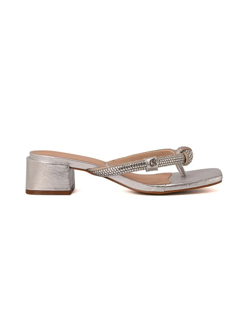 Carmen Steffens Silver Crystal Strap Mules