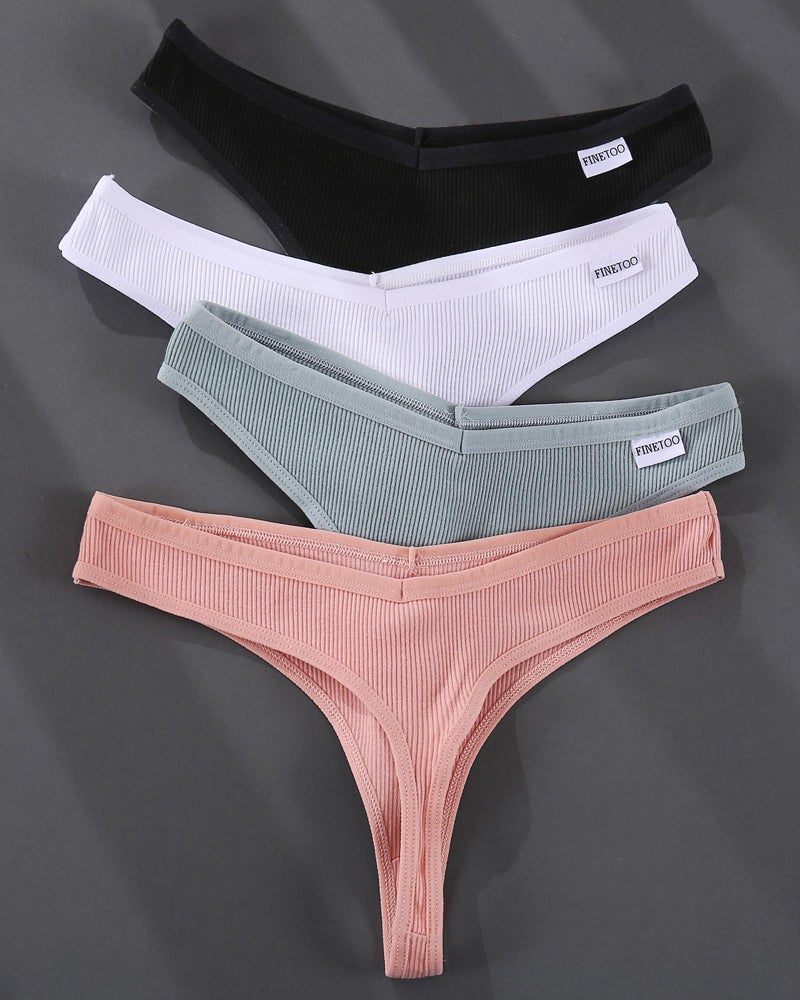 FINETOO 7 Pack Womens Thongs Underwear Cotton Breathable Low Rise Hipster Panties Sexy S-XL - Image 5