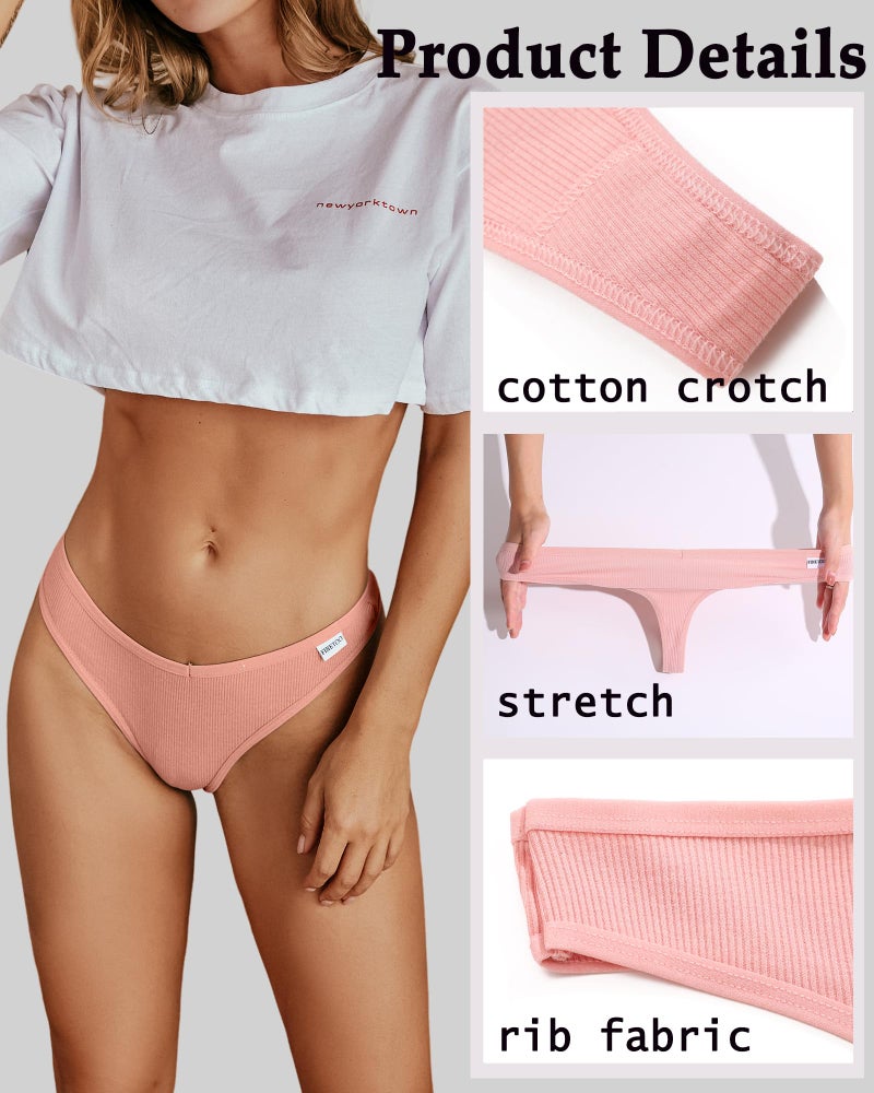 FINETOO 7 Pack Womens Thongs Underwear Cotton Breathable Low Rise Hipster Panties Sexy S-XL - Image 4