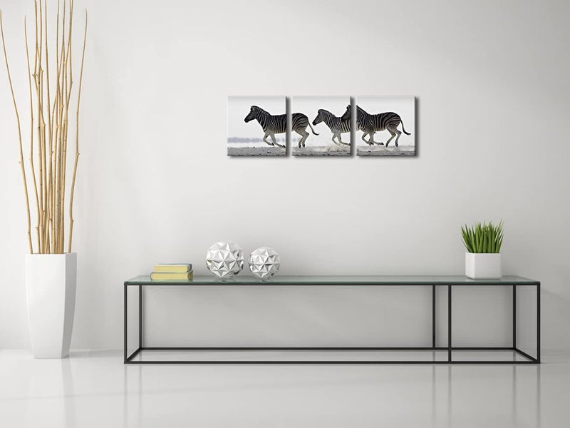Pyradecor Zebra Canvas Prints Wall Art Black and White Animals Pictures Paintings for Living Room Bedroom Bathroom Home Decorations 3 Piece Modern Stretched Horse Artwork - Image 4