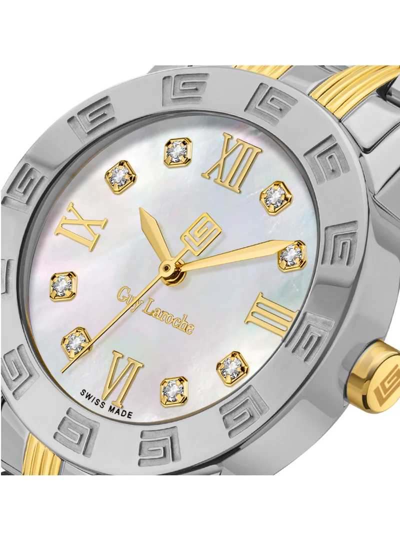 غاي لاروش Alex Watch for Women with Silver and Gold Stainless Steel Bracelet