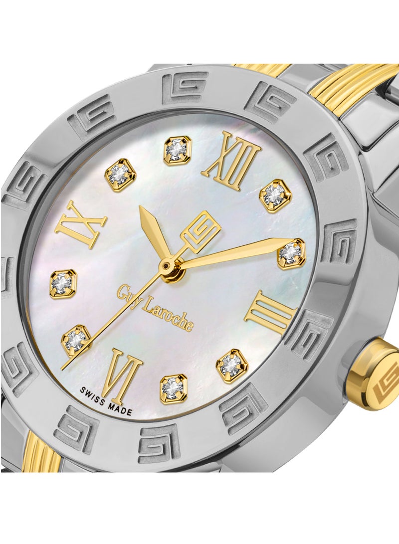 Guy Laroche Alex Watch for Women with Silver and Gold Stainless Steel Bracelet  - Image 4