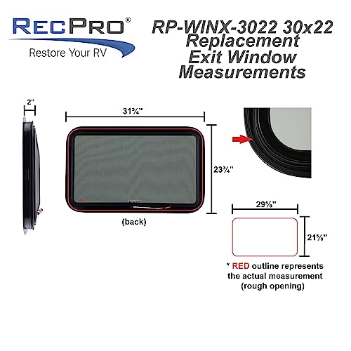 RecPro RV Exit Window 30" W x 22" H Optional Trim | RV Window Replacement (with Trim Ring) | Made in USA - Image 3
