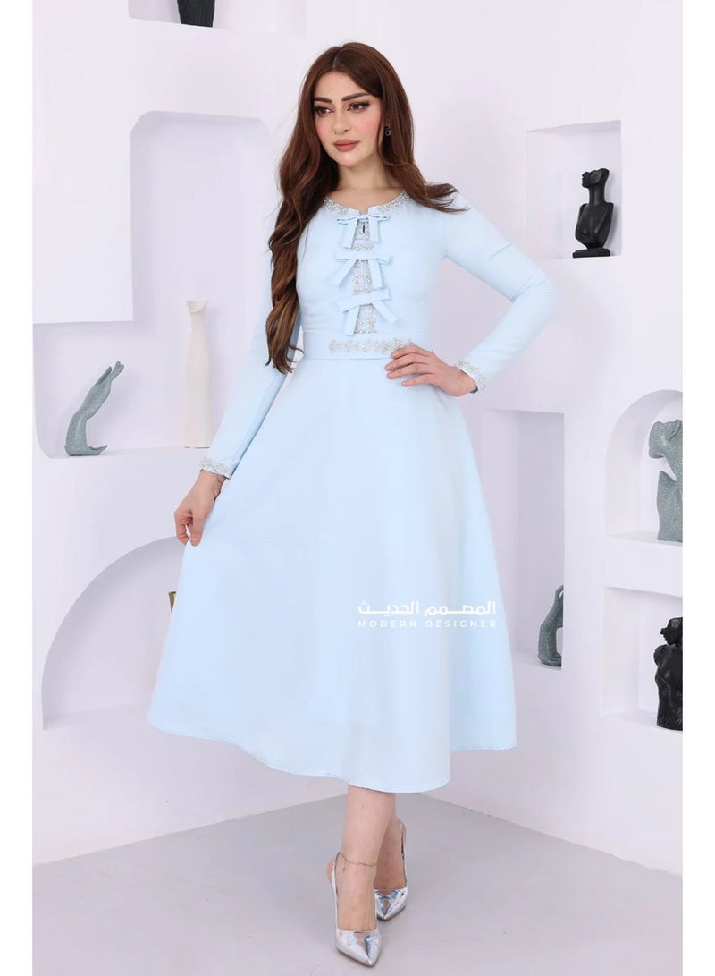 المصمم الحديث فستان العيد بتصميم أنيق يخطف الأنظار استعدي للعيد بإطلالة فريدة مع فستان العيد القصير من براند المصمم الحديث - Image 1