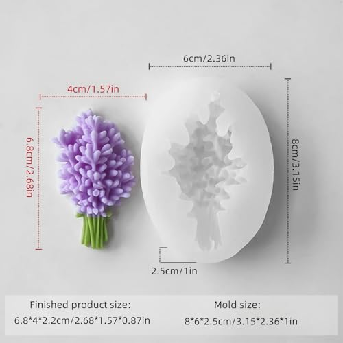NINEXY 3D Flower Bouquet Candle Soap Silicone Molds Fondant Chocolate Candy Cake Decorating Mould Resin Clay Baking Pastry Tools (Lavender) - Image 2