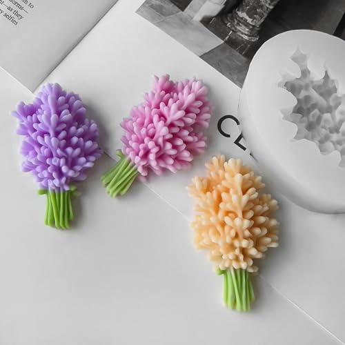 NINEXY 3D Flower Bouquet Candle Soap Silicone Molds Fondant Chocolate Candy Cake Decorating Mould Resin Clay Baking Pastry Tools (Lavender) - Image 4