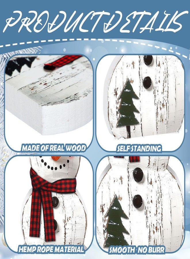 Barydat مجموعة باريدات من 3 قطع من زينة رجل الثلج الخشبية لعيد الميلاد، قطع مركزية ريفية لطاولة رجل الثلج، لافتة خشبية لحفلات أعياد الميلاد الشتوية، ديكورات داخلية للمنزل والمطبخ والمكتب - Image 4