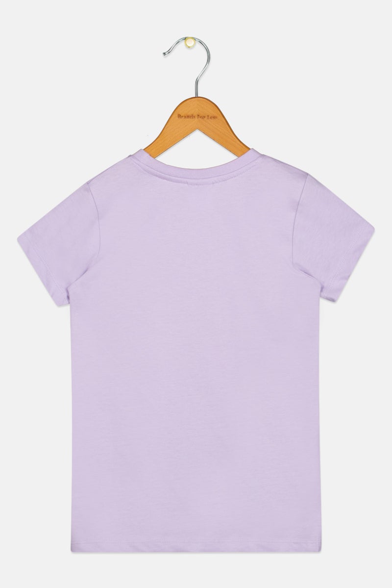 Disney Kids Girl Crew Neck Short Sleeve Lilo And Stitch Print T-Shirt, Lilac - Image 3