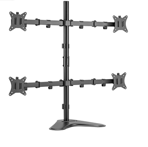 PUTORSEN Quad Monitor Stand, Fully Adjustable Stacked 4 Screen Desk Mount for 17 to 32 Inch Computer Screens,Hold up to 19.8lbs Each,Black - Image 1