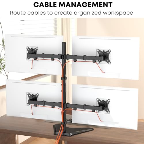 PUTORSEN Quad Monitor Stand, Fully Adjustable Stacked 4 Screen Desk Mount for 17 to 32 Inch Computer Screens,Hold up to 19.8lbs Each,Black - Image 5