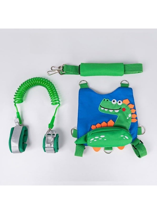 3 in 1 Toddler Harness Leash+Anti Lost Wrist Link,  Cute Dinosaur Child Harness Tether, Kids Walking Wristband Assistant Strap Belt for Parent Boys Outdoor - Image 1