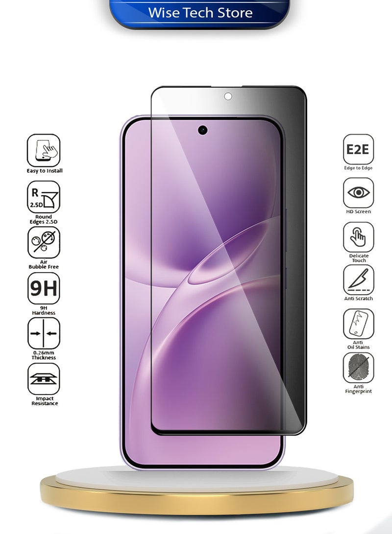 Wtech vivo V70 FE 5G 2026 Premium E2E Series Privacy Full Glue Full Cover Tempered Glass Screen Protector (MSGECP) - Clear/Black - Image 2