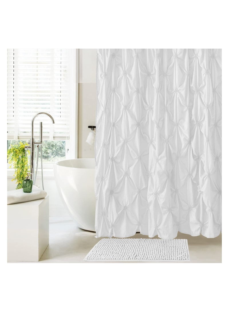 SYOSI Shower Curtain, Green Eucalyptus Watercolor Plant Leaves with Floral Bathroom Decor Waterproof Fabric Shower Curtain with 12 Hooks, 72x66 Inch Bath Accessories Art Home Decor Fabric (White Wrinkle) - Image 2