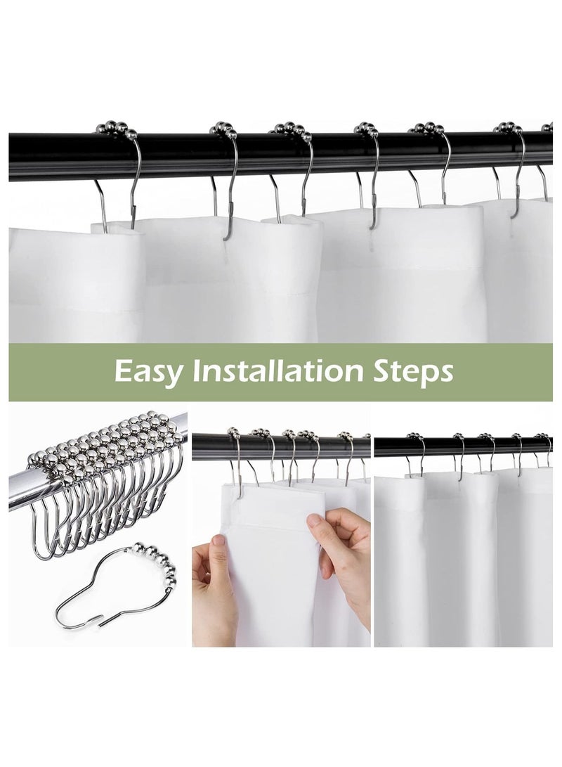 SYOSI Shower Curtain, Green Eucalyptus Watercolor Plant Leaves with Floral Bathroom Decor Waterproof Fabric Shower Curtain with 12 Hooks, 72x66 Inch Bath Accessories Art Home Decor Fabric (White Wrinkle) - Image 3