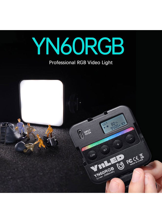 YONGNUO YN60RGB LED Mini Pocket Video Light Portable RGB Photography Light with Bi-Color Temperature 2500K-9500K CRI≥95 TLCI≥97 Cold Shoe Mount  - Image 4