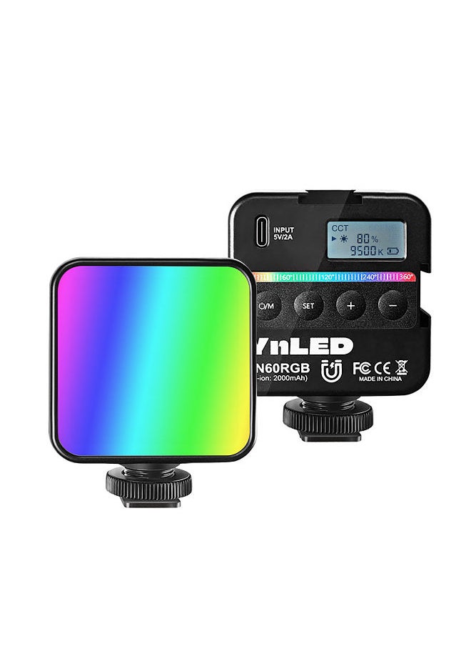 YONGNUO YN60RGB LED Mini Pocket Video Light Portable RGB Photography Light with Bi-Color Temperature 2500K-9500K CRI≥95 TLCI≥97 Cold Shoe Mount  - Image 1