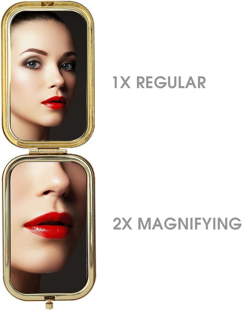 FS COOL Antique Compact Mirror, Magnification & Clear Reflection, Travel Purse Makeup Mirror With Luxury Vintage Peocack Design, Durable & Double-sided Folding Pocket Mirror (Random Pattern, Set of 2) - Image 4