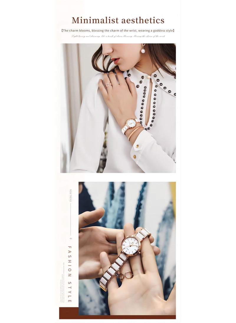 ساعة OLEVS النسائية المصنوعة من السيراميك والكوارتز رقم 5877 - view 5