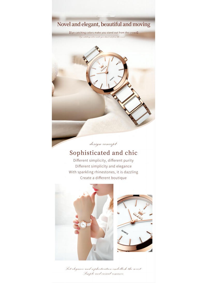 ساعة OLEVS النسائية المصنوعة من السيراميك والكوارتز رقم 5877 - view 4