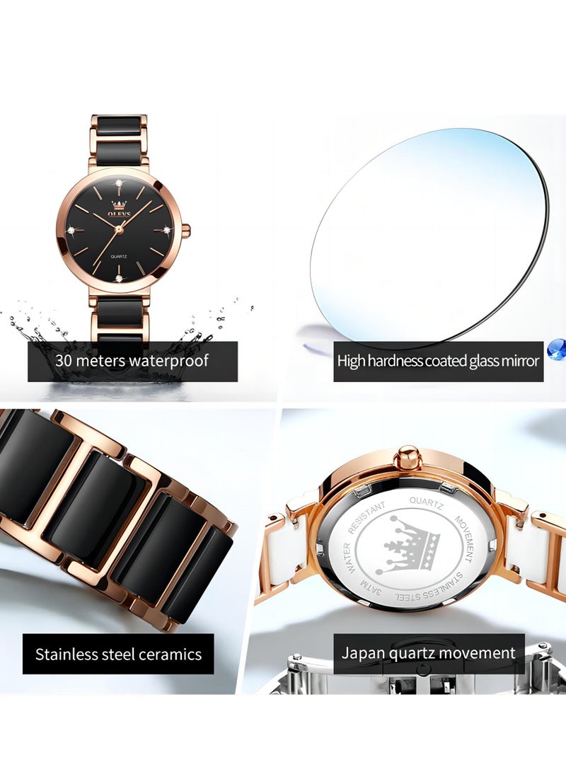 ساعة OLEVS النسائية المصنوعة من السيراميك والكوارتز رقم 5877 - view 3