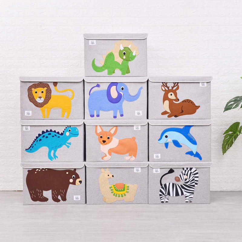 CLCROBD Foldable Large Kids Toy Chest with Flip-Top Lid, Collapsible Fabric Animal Toy Storage Organizer/Bin/Box/Basket/Trunk for Toddler, Children and Baby Nursery (Bear) - Image 5