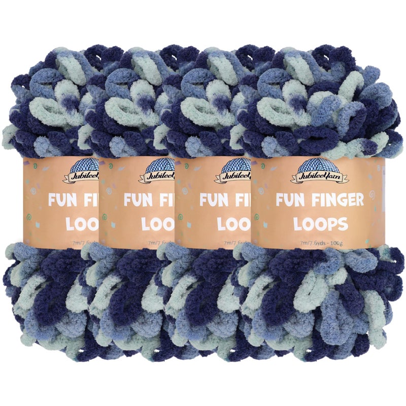 BambooMN JubileeYarn Fun Finger Loops Yarn  100gSkein Jumbo Polyester  Pegasus  4 Skeins