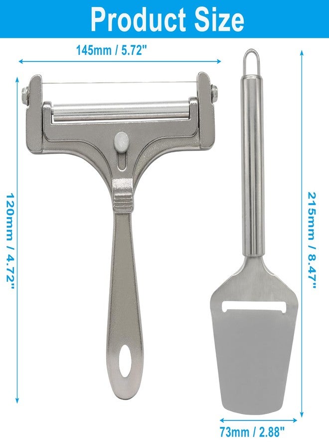 Marvexi 2Pcs Silver Cheese Slicer Kit, Adjustable Thickness Handheld Wire Cheese Cutter, Plane Cheese-Cutter, with Wrench for Butter Mozzarella Cheddar/Block Butter - Image 4