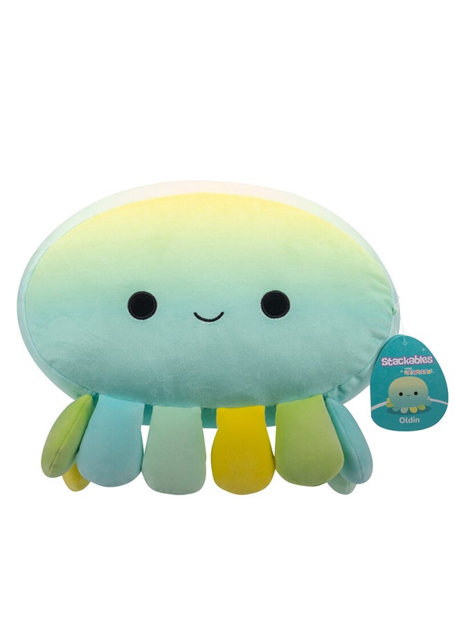 Squishmallows Medium Plush 12 inch Oldin Green Octopus Stackables Officially Licensed Kellytoy Plush Toy Colorful Soft Gift for Kids Girls & Boys Washable Squishy Stuff Toy Multicolor All Age  - Image 1