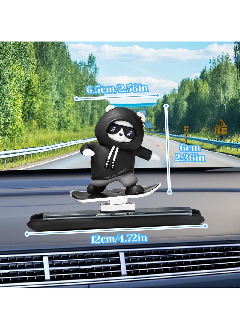 Cutie Cute Car Skateboard Sliding Teddy Ornaments Funny Sliding Bear Cute Car Deshboard Decorations Interior Decoration Accessories  - Image 2