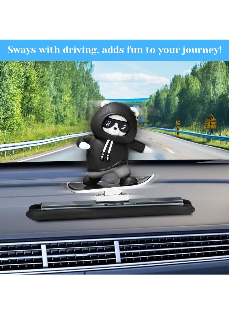 Cutie Cute Car Skateboard Sliding Teddy Ornaments Funny Sliding Bear Cute Car Deshboard Decorations Interior Decoration Accessories  - Image 5